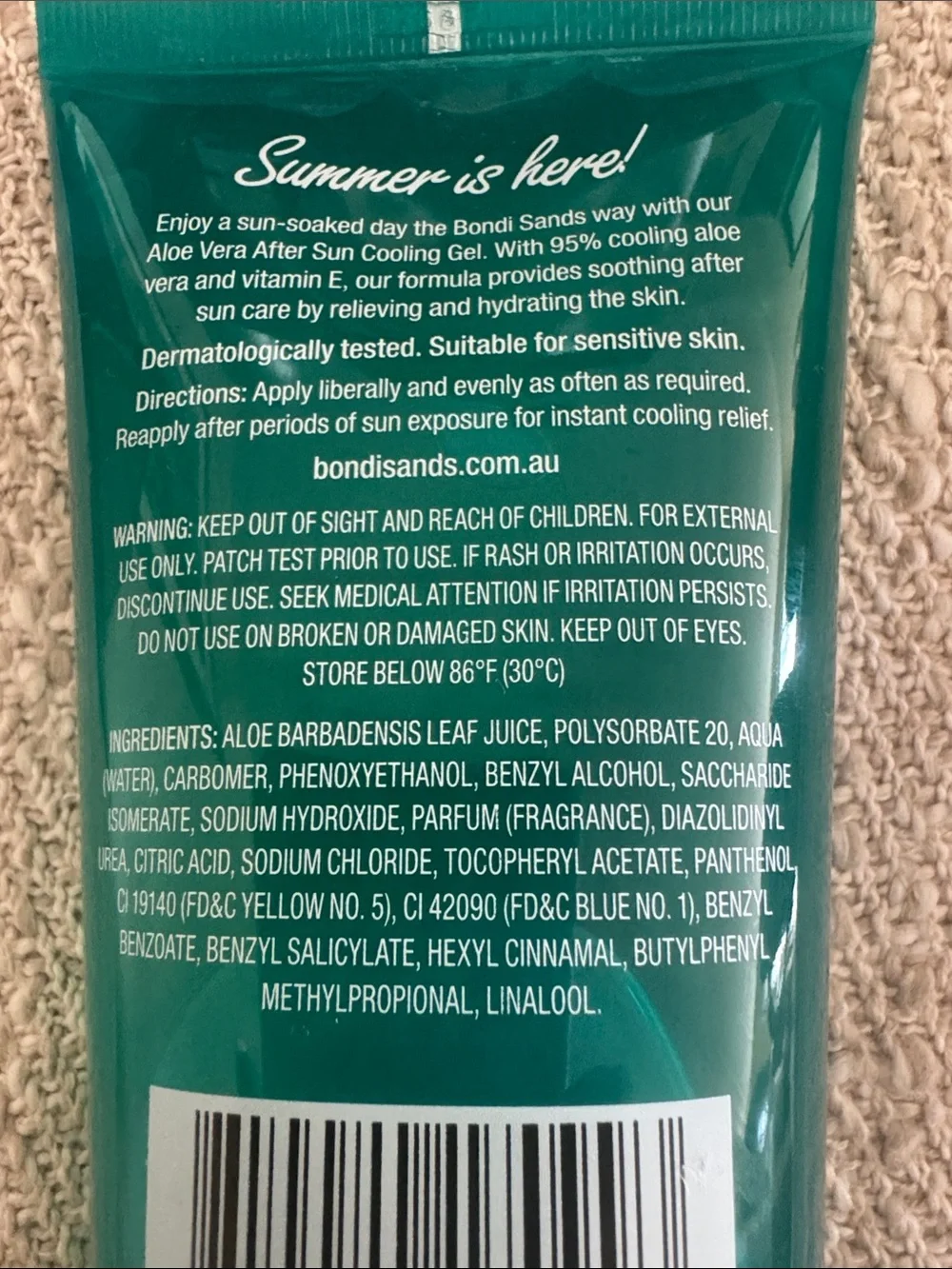 Bondi Sands Aloe Vera After Sun Cooling Gel - Green & Yellow